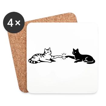 Katzen Berührung Pfoten Michelangelo - Untersetzer (4er-Set) - Weiß - Vorne