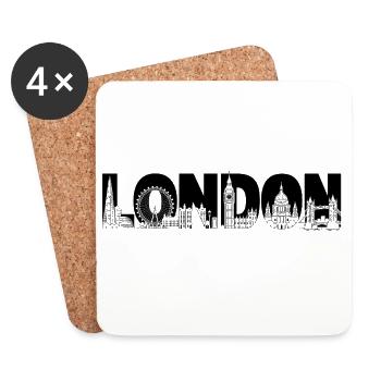 Londres Royaume-Uni, Angleterre Silhouette - Dessous de verre (lot de 4) - blanc - Devant
