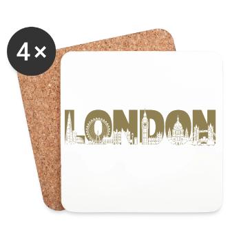 Londres Royaume-Uni, Angleterre Silhouette - Dessous de verre (lot de 4) - blanc - Devant