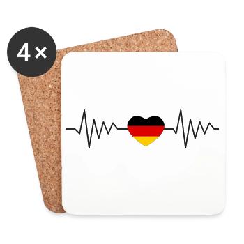 Maillot de fan de football ECG de l’Allemagne Heartbeat - Dessous de verre (lot de 4) - blanc - Devant