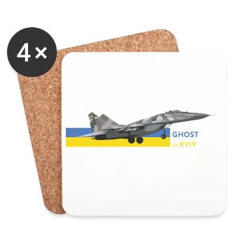 UKRAINE: Ghost Of Kyiv Fighter Jet - Coasters (set of 4) - white - Front
