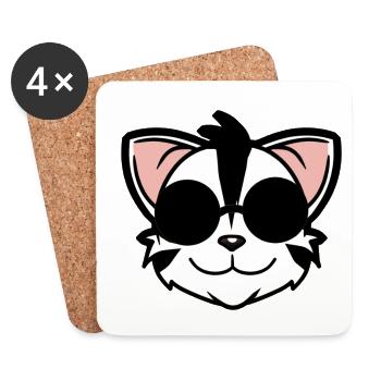 Chat chats lunettes de soleil soleil été lunettes - Dessous de verre (lot de 4) - blanc - Devant