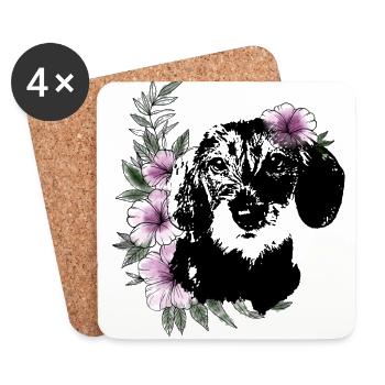 Dachshund girl - Coasters (set of 4) - white - Front