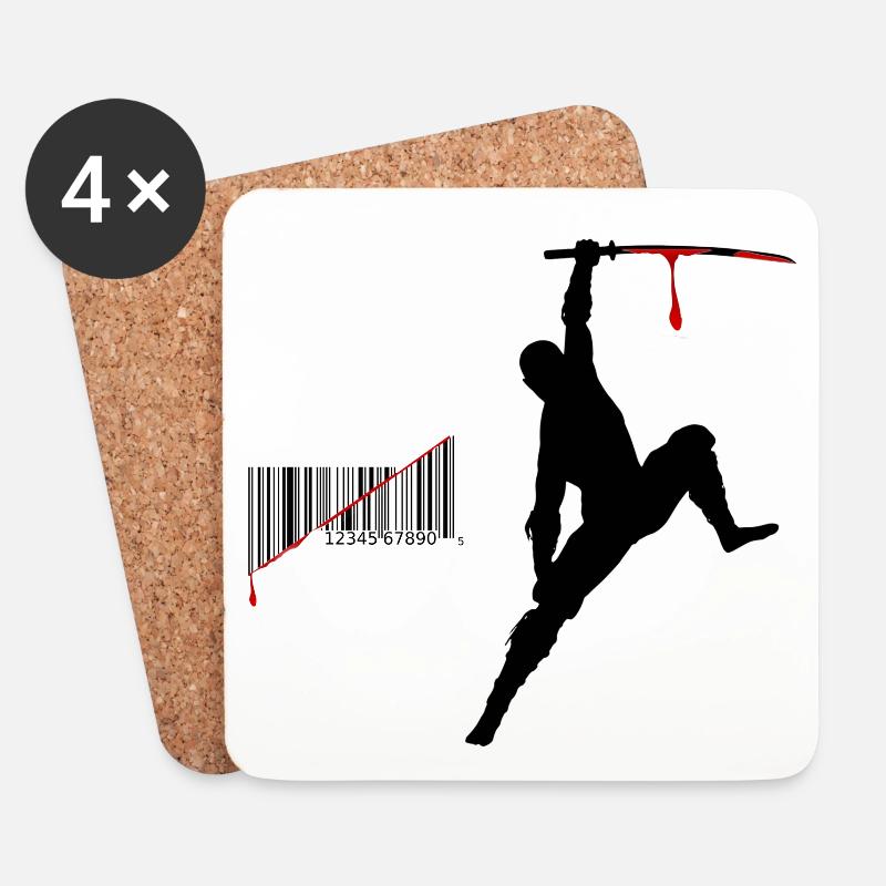 Ninja Barcode - Untersetzer (4er-Set) - Weiß