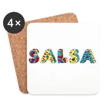 Salsa Rueda Latino cool positive logo - Coasters (set of 4) - white - Front