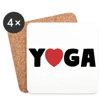 YOGA Cœur Asana Amour - Dessous de verre (lot de 4) - blanc - Devant