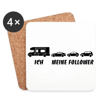 Ich und meine Follower - Wohnmobil - Stau - Untersetzer (4er-Set) - Weiß - Vorne
