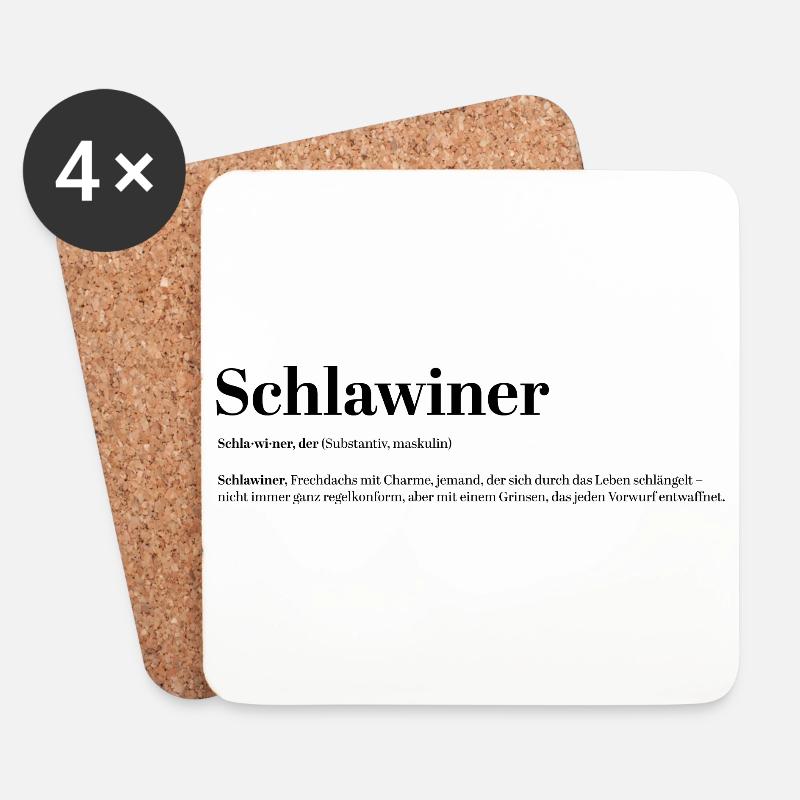 Schlawiner Definition Spaß lustig - Untersetzer (4er-Set) - Weiß
