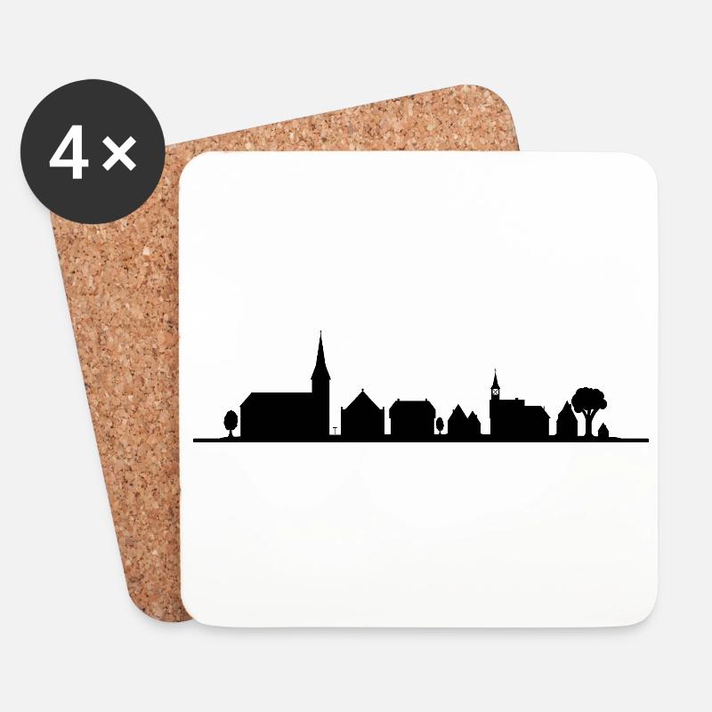 Dein Dorf, Deine Skyline - Untersetzer (4er-Set) - Weiß