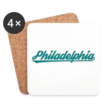 Philadelphia Schriftzug Shirt – USA Stadt - Untersetzer (4er-Set) - Weiß - Vorne