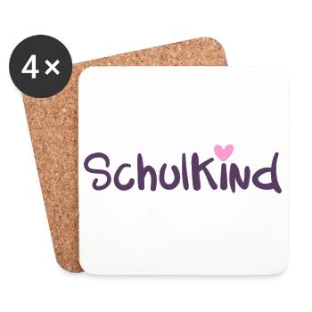 SCHULKIND mit rosa Herz EINSCHULUNG SCHULSTART - Untersetzer (4er-Set) - Weiß - Vorne