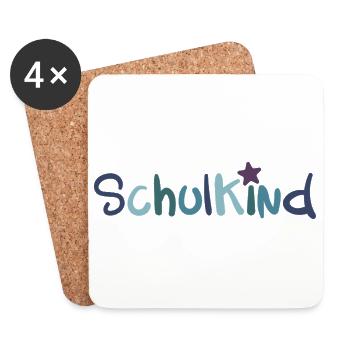 Schulkind - Einschulung Erstklässler Schulbeginn - Untersetzer (4er-Set) - Weiß - Vorne