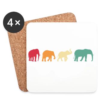 Elefant Vintage Geschenk Afrika - Untersetzer (4er-Set) - Weiß - Vorne