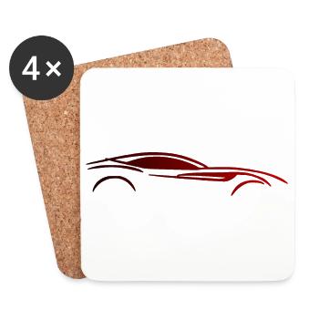 Auto Silhouette Design - Untersetzer (4er-Set) - Weiß - Vorne