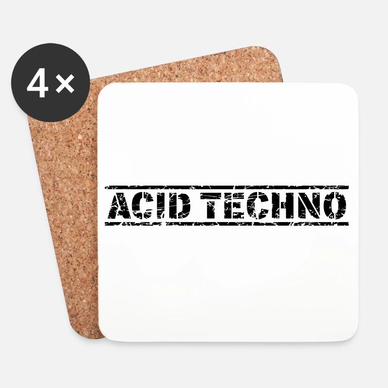 Acid Techno - Coasters (set of 4) - white