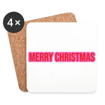 Merry Christmas Pink Red - Coasters (set of 4) - white - Front