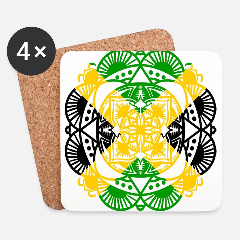 Jamaika Mandala - Untersetzer (4er-Set) - Weiß