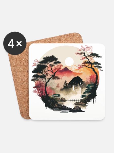 Paisaje de Yoga - Posavasos (juego de 4) - blanco