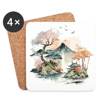Lake in Japan - Coasters (set of 4) - white - Front