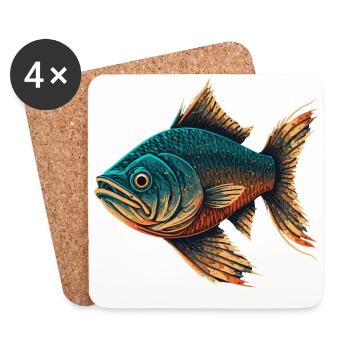 Hässlicher Fisch - Untersetzer (4er-Set) - Weiß - Vorne