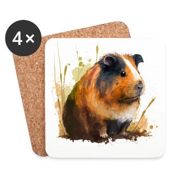Cochon d’Inde Piggy - Dessous de verre (lot de 4) - blanc - Devant