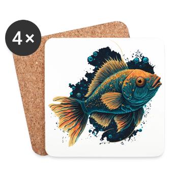 Poisson dans la mer - Dessous de verre (lot de 4) - blanc - Devant