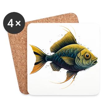 Yellow Fish - Coasters (set of 4) - white - Front