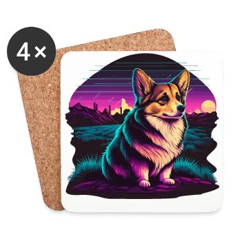 Friedlicher Corgi im Freien - Untersetzer (4er-Set) - Weiß - Vorne
