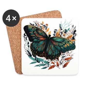 Superbe papillon - Dessous de verre (lot de 4) - blanc - Devant