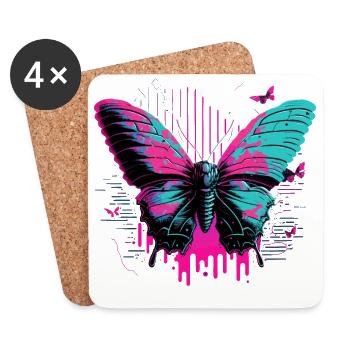 Bemalter Schmetterling Vaporwave - Untersetzer (4er-Set) - Weiß - Vorne