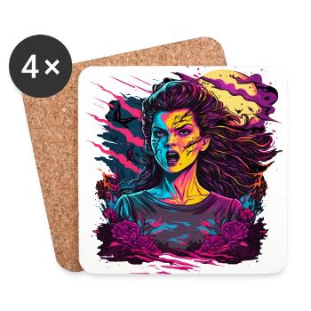 Fille zombie sombre - Dessous de verre (lot de 4) - blanc - Devant