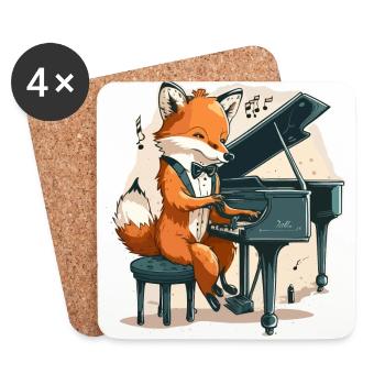 Musikalischer Fuchs - Untersetzer (4er-Set) - Weiß - Vorne