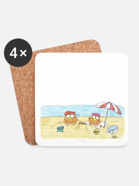 Spaß am Strand - Untersetzer (4er-Set) - Weiß