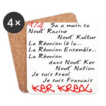 Kosement kreol - 974 Ker Kreol - Dessous de verre (lot de 4) - blanc - Devant
