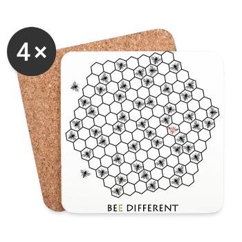 bee different biene wabe honig imker bienen - Untersetzer (4er-Set) - Weiß - Vorne
