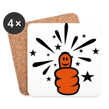 Daumen hoch / thumb up (sparkly, 2c) - Untersetzer (4er-Set) - Weiß - Vorne