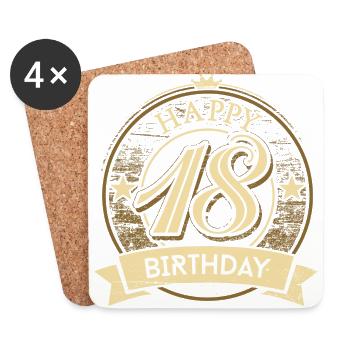 Happy 18 Geburtstag crown original Rahmenlos® - Untersetzer (4er-Set) - Weiß - Vorne