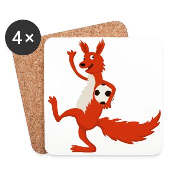 Eichhörnchen Fussball - Untersetzer (4er-Set) - Weiß - Vorne