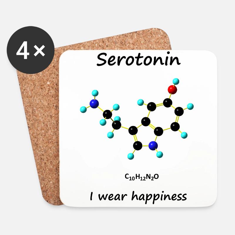 Serotonin - Untersetzer (4er-Set) - Weiß