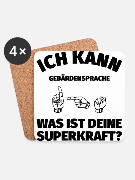 Ich kann Gebärdensprache! Was ist deine Superkraft - Untersetzer (4er-Set) - Weiß
