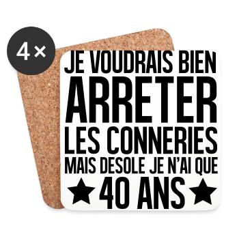 désolé je n'ai que 40 ans - Dessous de verre (lot de 4) - blanc - Devant