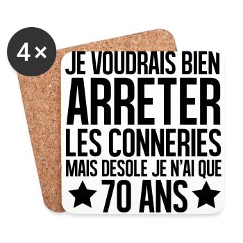 désolé je n'ai que 70 ans - Dessous de verre (lot de 4) - blanc - Devant