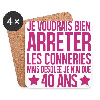 désolée je n'ai que 40 ans - Dessous de verre (lot de 4) - blanc - Devant