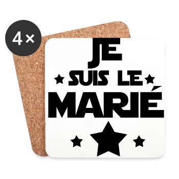 JE SUIS LE marié,citations,message - Dessous de verre (lot de 4) - blanc - Devant