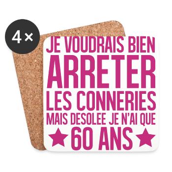 désolée je n'ai que 60 ans - Dessous de verre (lot de 4) - blanc - Devant
