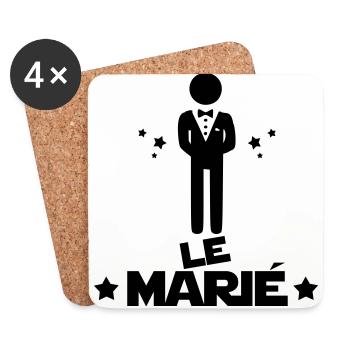 le marié,citations,message,bonhomme - Dessous de verre (lot de 4) - blanc - Devant