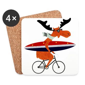 elch surfing - Untersetzer (4er-Set) - Weiß - Vorne