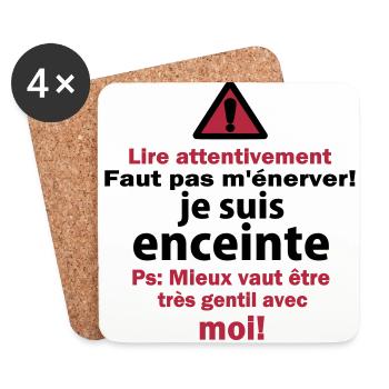 Faut pas m'énerver! - Dessous de verre (lot de 4) - blanc - Devant