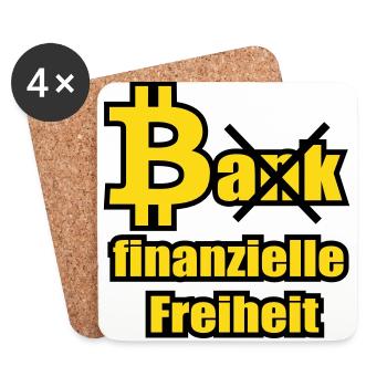 Bitcoin vs Bank - Untersetzer (4er-Set) - Weiß - Vorne