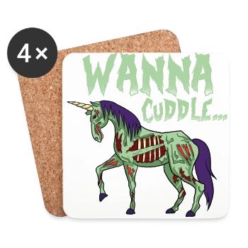 Halloween Unicorn zombie mort-vivant drôle de cadeau - Dessous de verre (lot de 4) - blanc - Devant